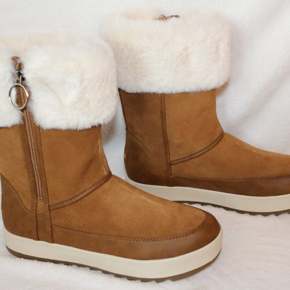 UGG TYNLEE SUEDE TALL FUR BOOTS‎ CHESTNUT - Picture 7 of 8